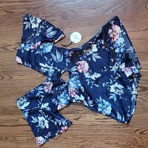 Milk & Honey Blue Floral Romper
